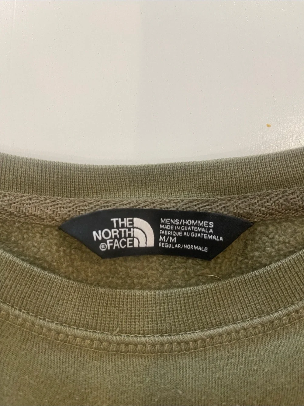 The North Face Olive Green Crewneck Sweatshirt with Yellow Logo